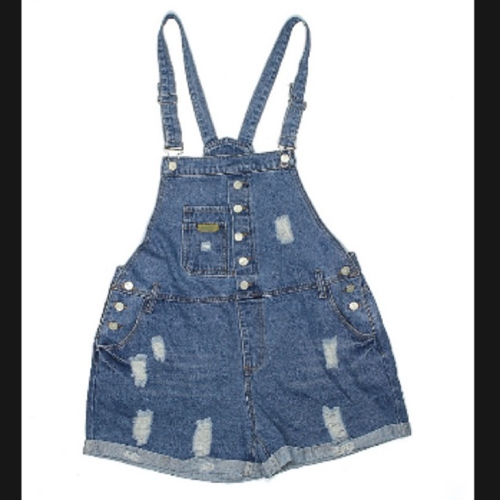 NEW NWT JEANS Denim Overall Shorts XL